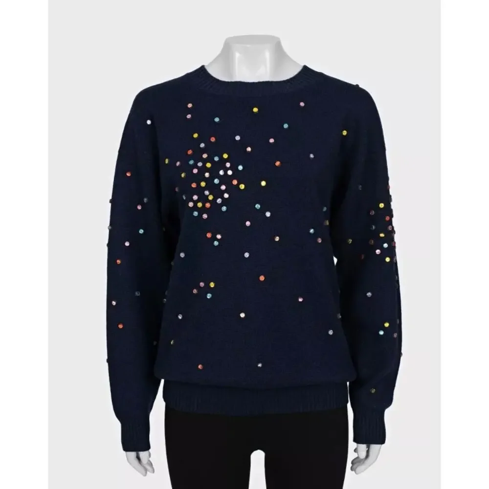 Chanel 2014 Luxurious Blue Cashmere Sweater Sz.36